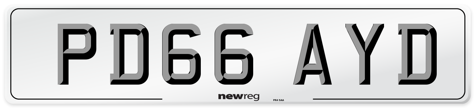 PD66 AYD Number Plate from New Reg